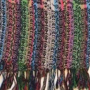 100% Cashmere Black Paisley & Floral Pattern Scarf